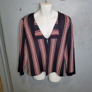 Ming Wang Geo Stripe Cardigan Sweater 0X